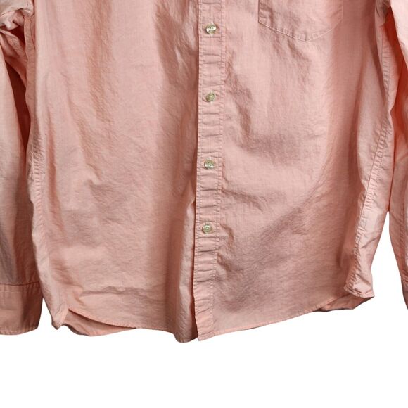 J. Crew Mens Size Large Quality Woven Cotton Button Down Shirt Peach Long Sleeve - Picture 3 of 7